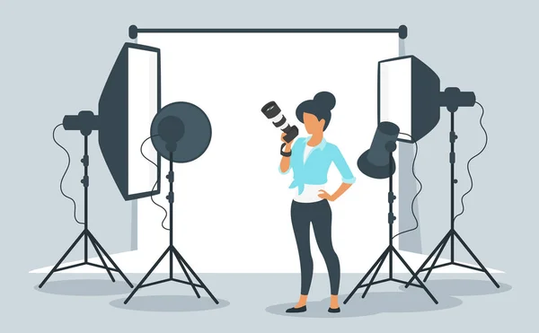 Photo equipment in photography studio — Stock Vector