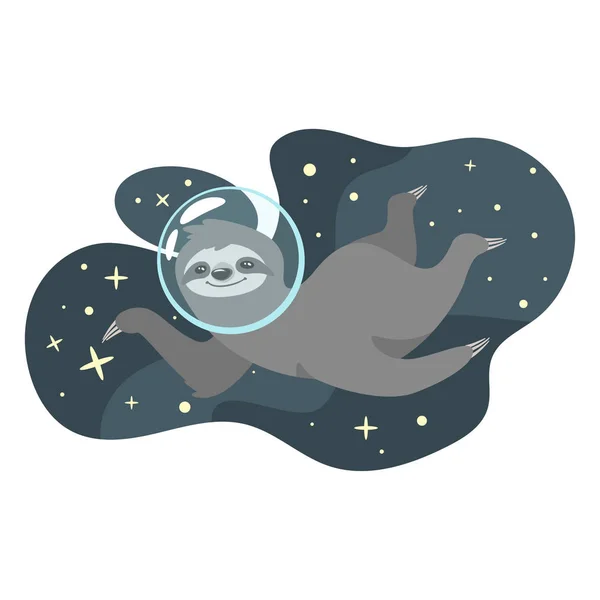 宇宙空間に浮かんでいるナマケモノ — ストックベクタ