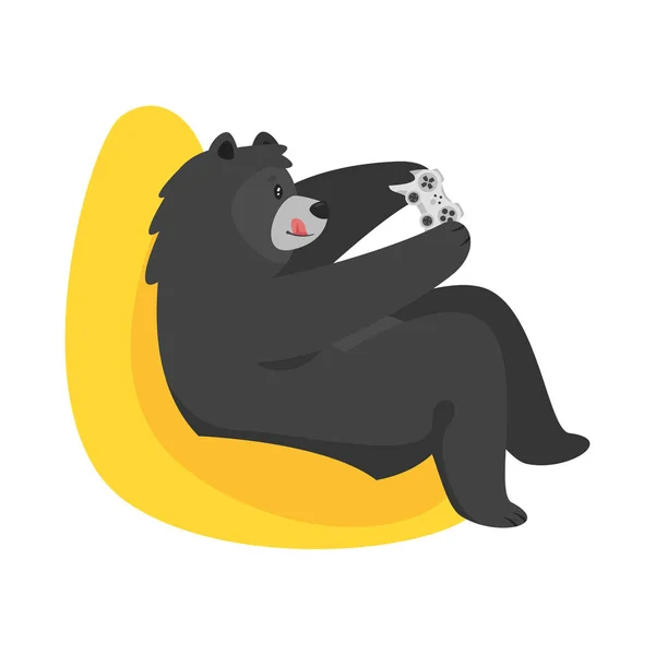 黒のクールなクマを漫画します。 — ストックベクタ
