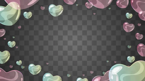 Мыльные пузыри в форме сердца — стоковый вектор