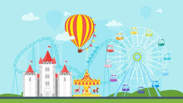 Καρναβάλι πάρκο ψυχαγωγίας για τα παιδιά — Διανυσματικό Αρχείο