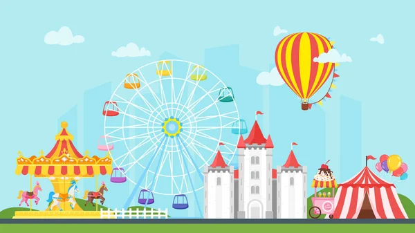 Parque de atracciones carnaval para niños — Vector de stock