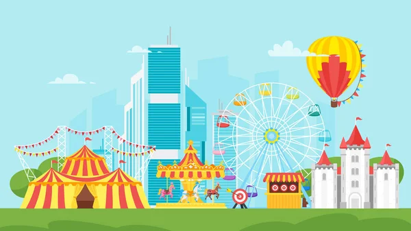 Parque de atracciones carnaval para niños — Vector de stock