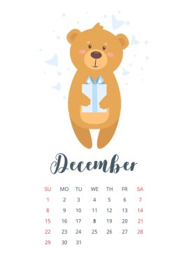 2019 şirin oyuncak ayı takvimi