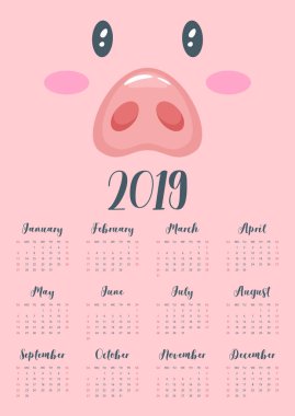 2019 domuz aylık takvim yılı