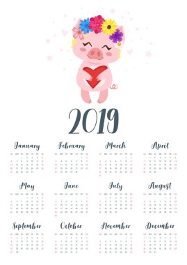 2019 domuz aylık takvim yılı