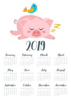 2019 domuz aylık takvim yılı