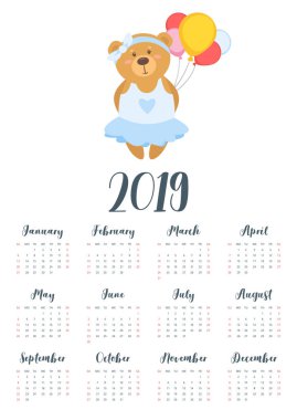 2019 şirin oyuncak ayı takvimi