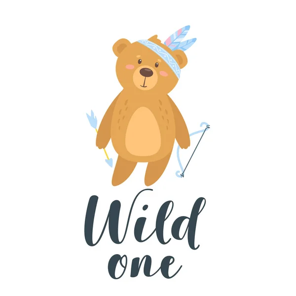 Lindo oso de peluche — Vector de stock