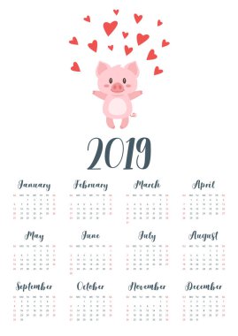 2019 domuz aylık takvim yılı