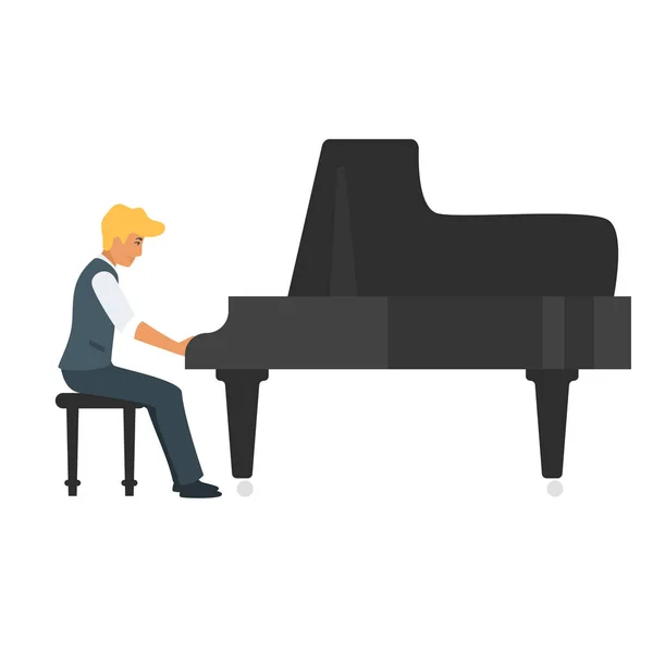 Jovem músico de piano — Vetor de Stock