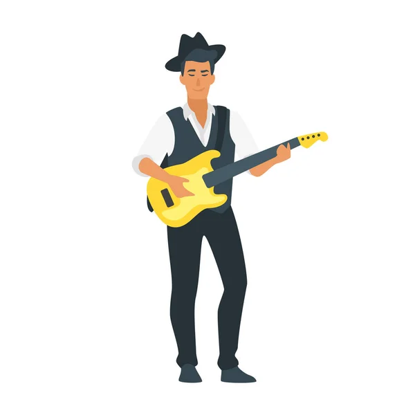 Músico de guitarra acústica — Vector de stock