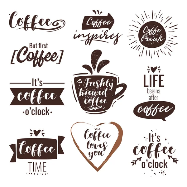 Caffè tipografia citazione ispiratrice — Vettoriale Stock