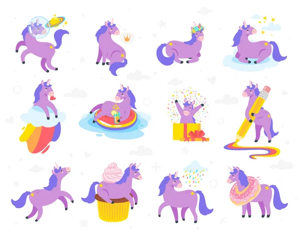 Lindo unicornio. Animal de cuento de hadas — Vector de stock