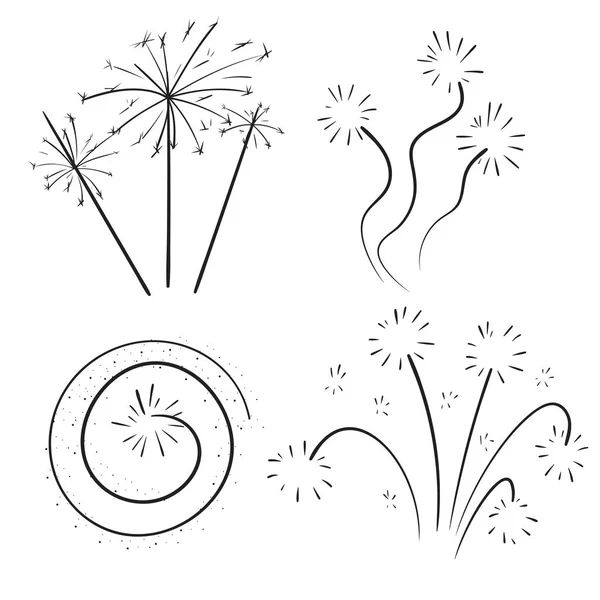 Kézzel rajzolt meg a tűzijátékok. — Stock Vector