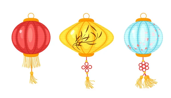 Lanternes colorées en papier chinois — Image vectorielle