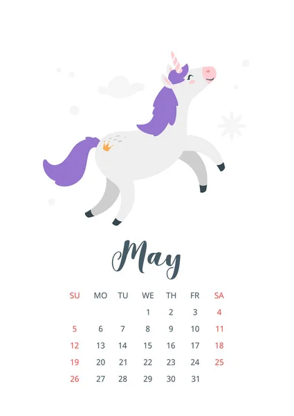2019 roku miesięczny kalendarz — Wektor stockowy