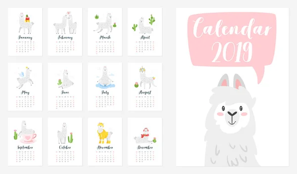 2019 year monthly calendar — Stock Vector