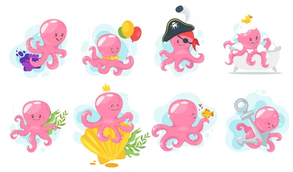 Personaje de bebé de estilo de dibujos animados Octopus — Vector de stock