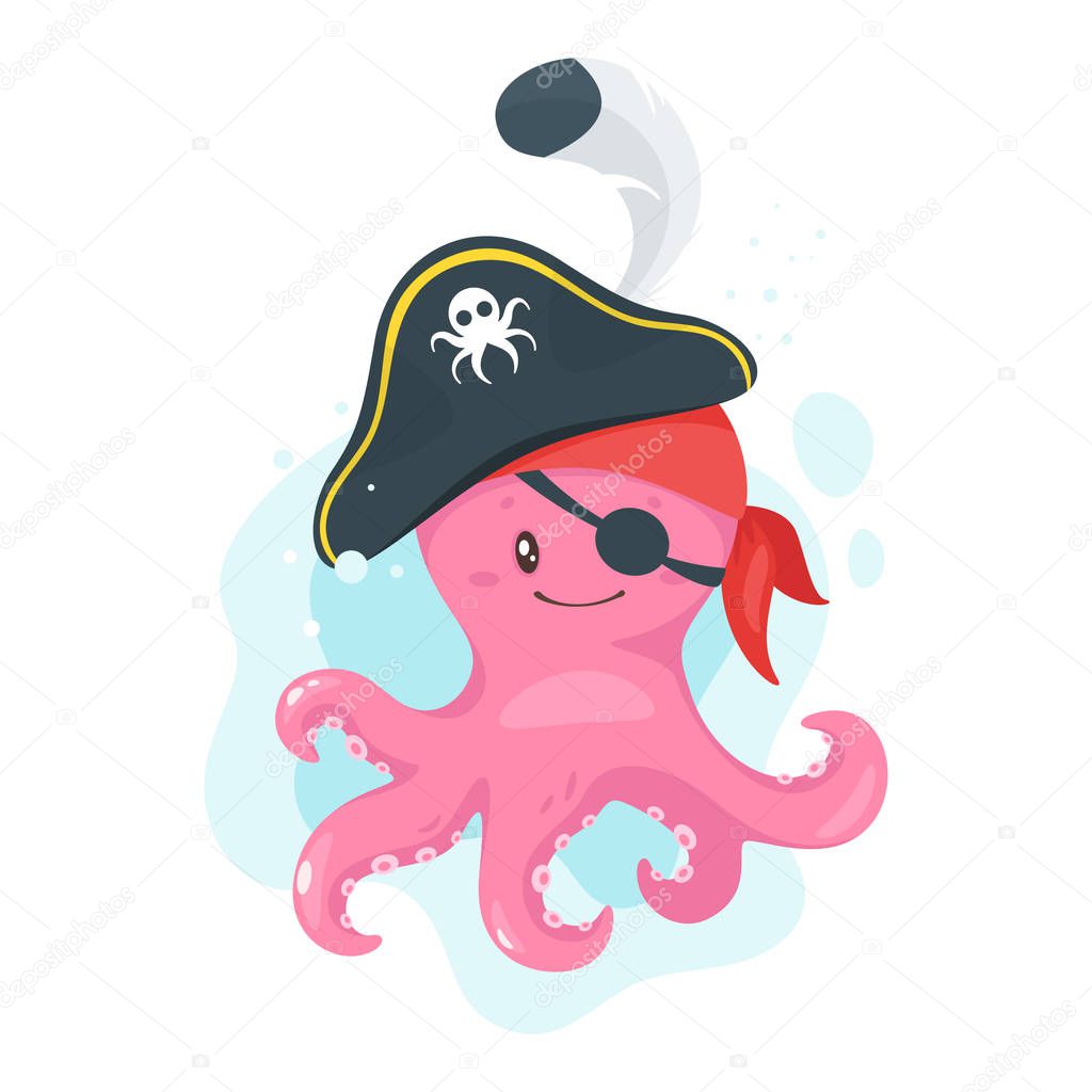 Octopus cartoon style baby character 