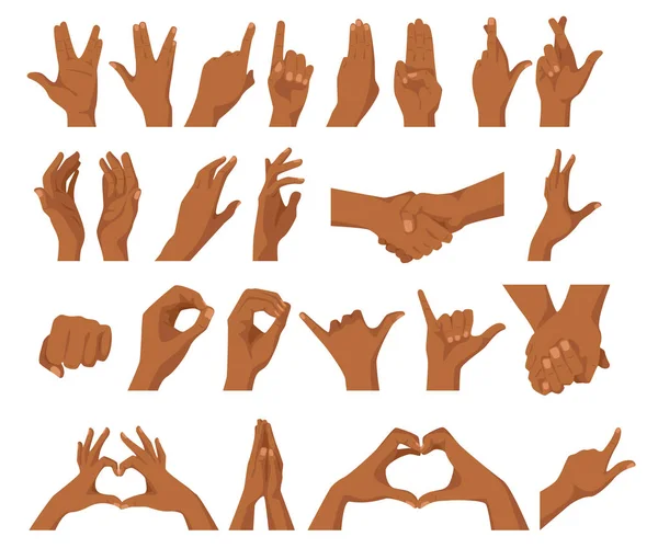 Conjunto de varios gestos de manos — Vector de stock