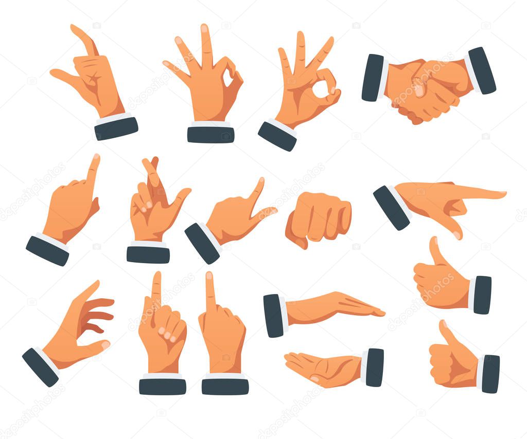 set of various hands gestures