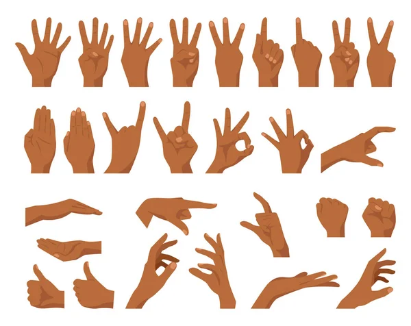 Ensemble de gestes de mains diverses — Image vectorielle