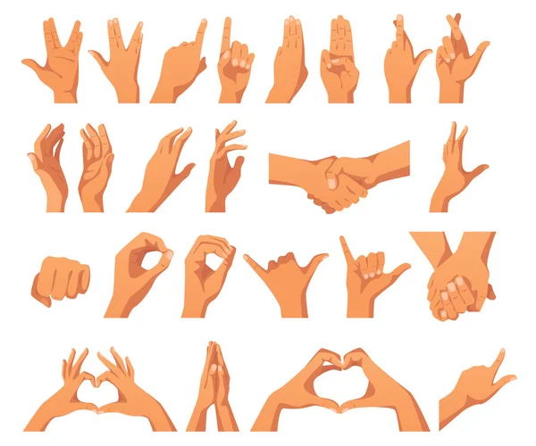 Ensemble de gestes de mains diverses — Image vectorielle