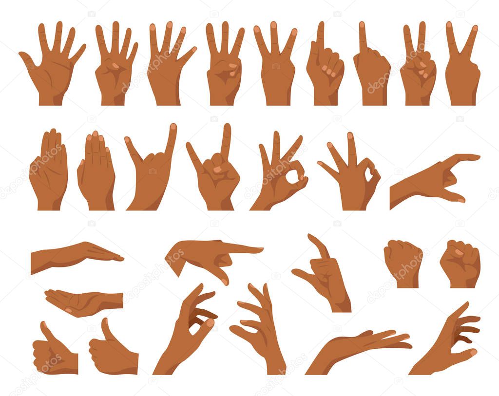 set of various hands gestures