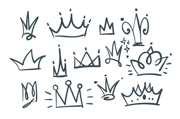 Doodle set of crowns — Stock Vector