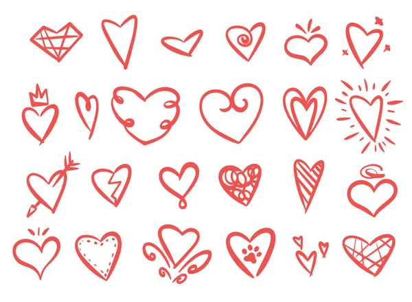 Hand drawn set of hearts — Stock Vector
