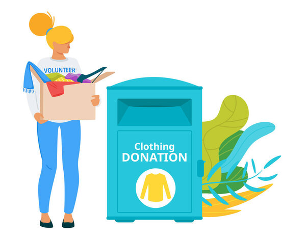 Voluntary clothing donation box flat vector illustration