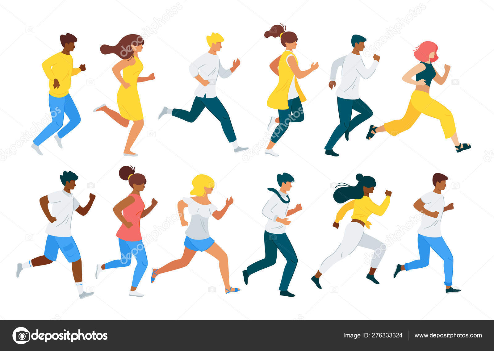 People running flat vector characters set Stock Vector by  ©tkronalter9.gmail.com 276333324, image size:1600x1137