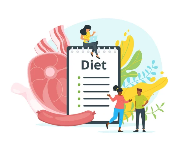 Modelo de banner de web vetorial de plano de dieta de carne —  Vetores de Stock