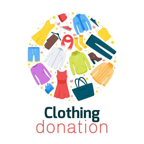 Clothing donation flat vector poster template