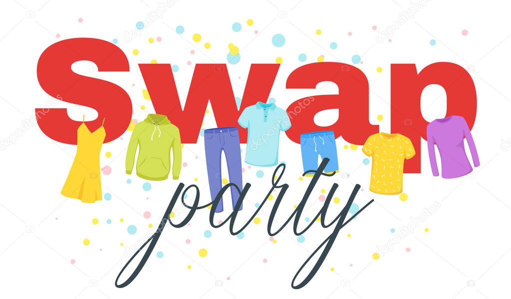 Swap party vector web banner template