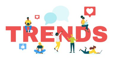 Blogcular Internet eğilimleri düz vektör web afiş şablonu peşinde