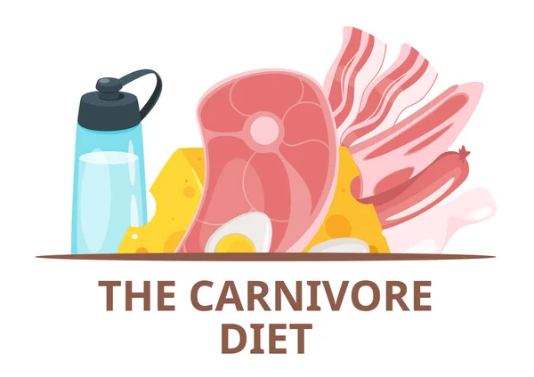 Carnivore menü tál Web Banner lapos vektor sablon — Stock Vector