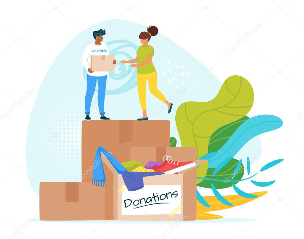People donating clothes vector illustration