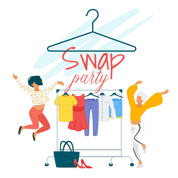 Swap party flat vector poster template