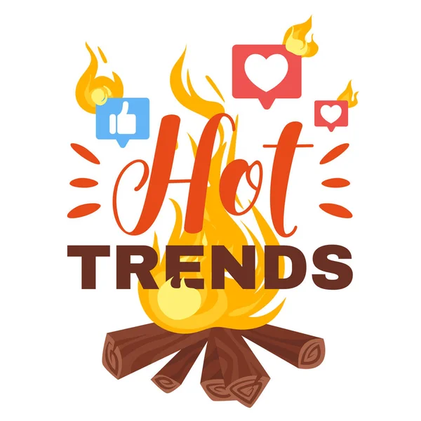 Hot trends modello di poster vettoriale piatto — Vettoriale Stock