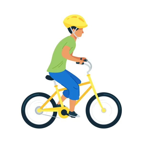Adolescente montar bicicleta plana vector ilustración — Archivo Imágenes Vectoriales