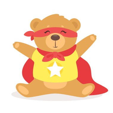 Peluş oyuncak ayı süper kahraman vektör illüstrasyon