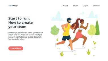 Düz vektör açılış sayfası şablonu çalıştırmaya başlayın