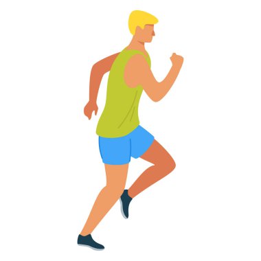 Koşan atlet düz vektör illüstrasyon