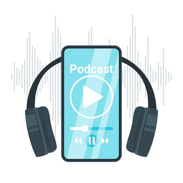 Podcast flat vector illustration — Stock Vector