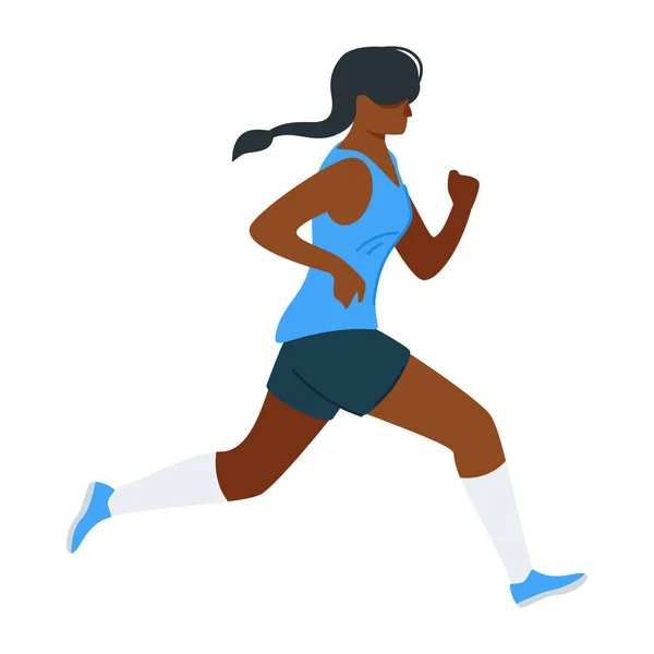 Correr mujer plana vector ilustración — Archivo Imágenes Vectoriales