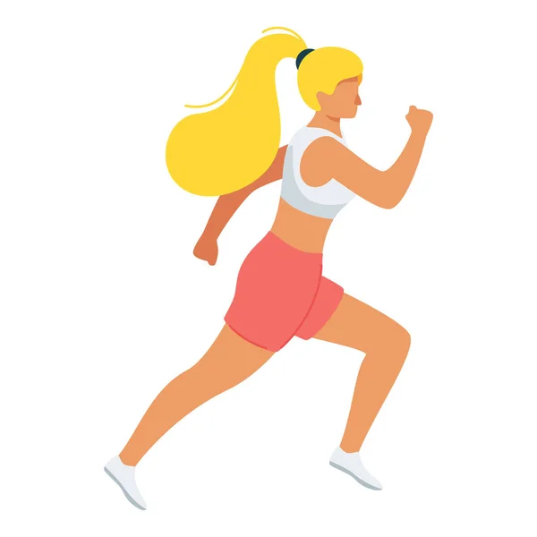 Correr chica deportiva plana vector ilustración — Vector de stock