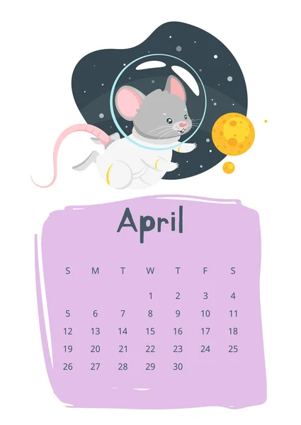 April kalender platte vector template — Stockvector