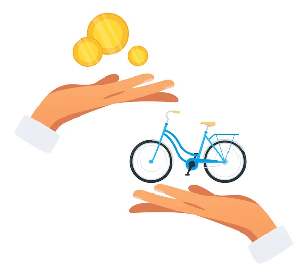 Bicicleta compra plana vector ilustración — Vector de stock